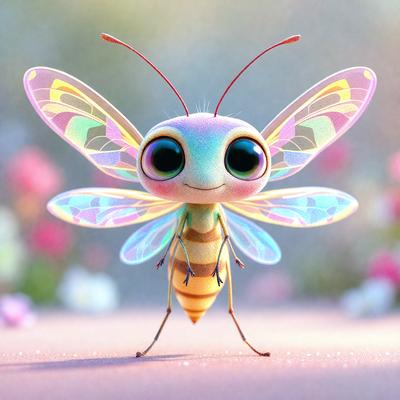 The primary subject of the image is a colorful butterfly with a yellow and pink body, standing on a pink surface. The butterfly is surrounded by a variety of pink flowers, creating a vibrant and cheerful atmosphere. The visual style of the image is a combination of photo and digital art, with the butterfly and flowers appearing to be painted or drawn. The colors and mood of the image are predominantly pink and cheerful, with the butterfly and flowers adding a sense of